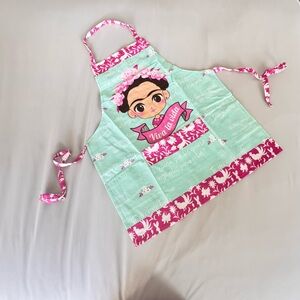 Vibrant Kids Apron with Pink and Green Design